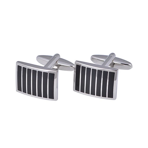 Black Cufflinks Stainless Steel for Men Cuff Links or Tie Clips Steel Plating