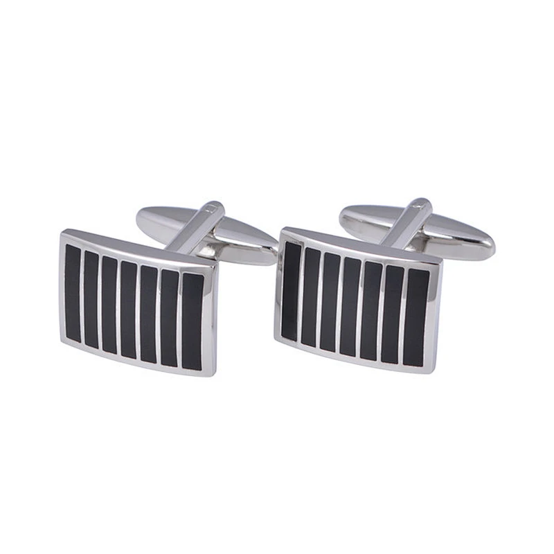 Black Cufflinks Stainless Steel for Men Cuff Links or Tie Clips Steel Plating