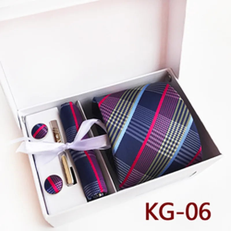 Custom Stripe Neckties with Pocket Squares Casual Men Ties and Hanky Set Tie Clip Pocket Square and Cufflink Set Gift Box