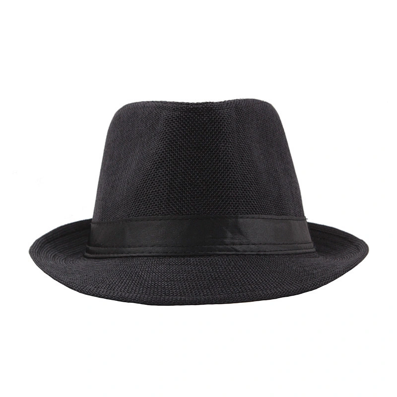 New Fashion Spring Summer Unisex Solid Color Linen Jazz Cap Fedora Hat For Decorate Beach Tourism