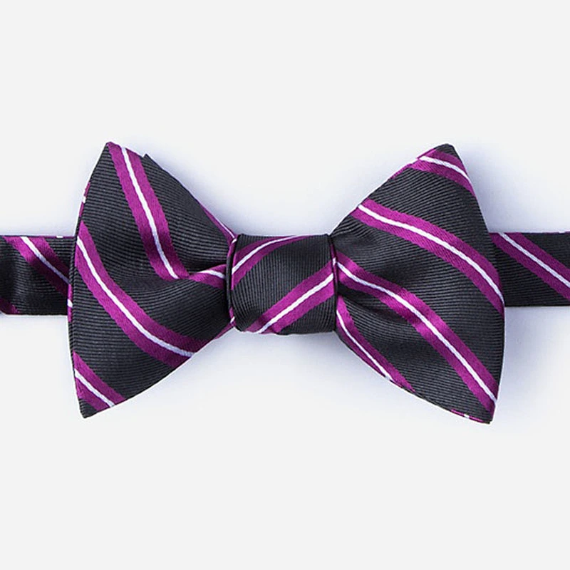 Self Tie Bow Tie for School Traditional Women Stripe Custom Designs Silk Embroidered Colorful Dobby