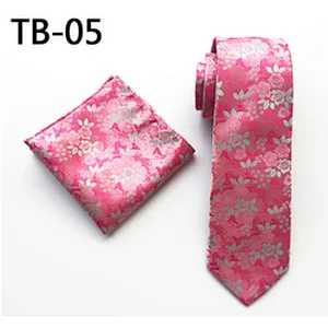 Wholesale Men Ties and Hanky Set Fashion Floral Neckties with Pocket Square Grid Ensemble Cravate Mouchoirs