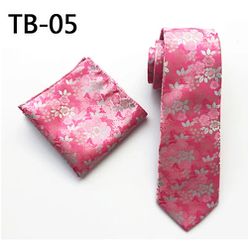 Wholesale Men Ties and Hanky Set Fashion Floral Neckties with Pocket Square Grid Ensemble Cravate Mouchoirs
