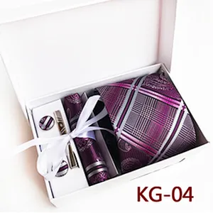 Custom Neckties with Pocket Squares Classic Stripe Men Ties and Hanky Set Tie Clip Pocket Square and Cufflink Set in Gift Box