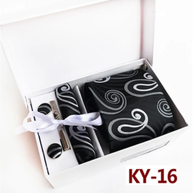 Floral Neckties With Pocket Squares Custom Men Ties and Hanky Set Casual Tie Clip Pocket Square and Cufflink Set Gift Box