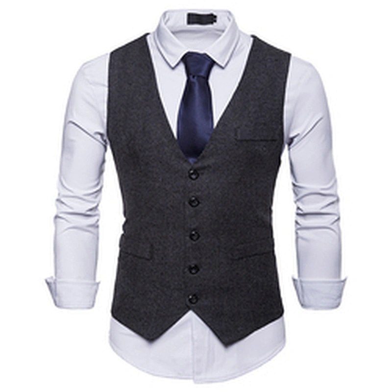 Custom Suit Vest Men Cotton Casual Solid Chalecos Hombre Formal Men Vest Waistcoat Single Breasted