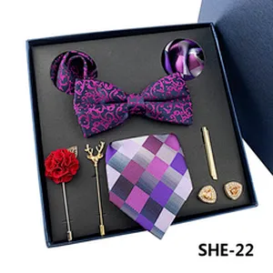 Fashion Necktie Set Gift Box Lattice Costume Cravate 8 Pieces Luxury Mens Tie Sets Gift Box Polyester Neck Tie Gift Set