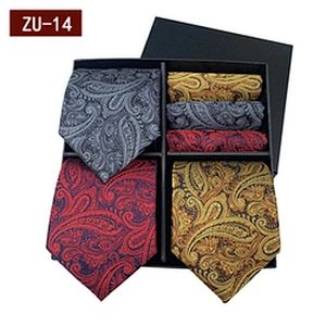 Fashion Gravata Masculina Luxury Jacquard Mens Ties Silk Box Set Custom Necktie Set Gift Box With Logo