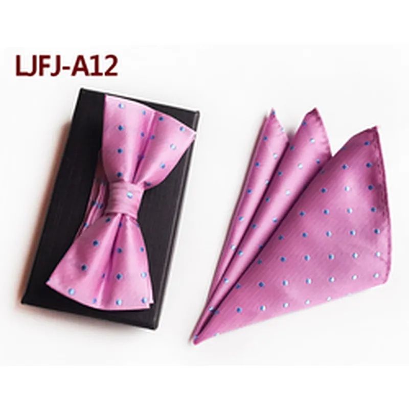 Custom Pocket Squares for Men Grid Mens Bow Ties and Hanky Sets Fashion Men Bow Tie Sets Handkerchief Set