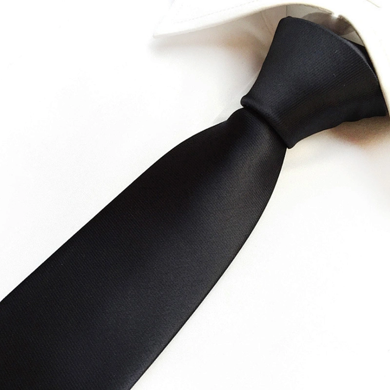 Wholesale Ties Men Custom Logo Classic Plain Slim Polyester Woven Solid color Necktie