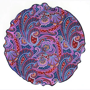 Factory Manufacturer Round Men's Pocket Squares Stylish Men Hanky Soft Handkerchief  100% Silk Custom  Printed Logo