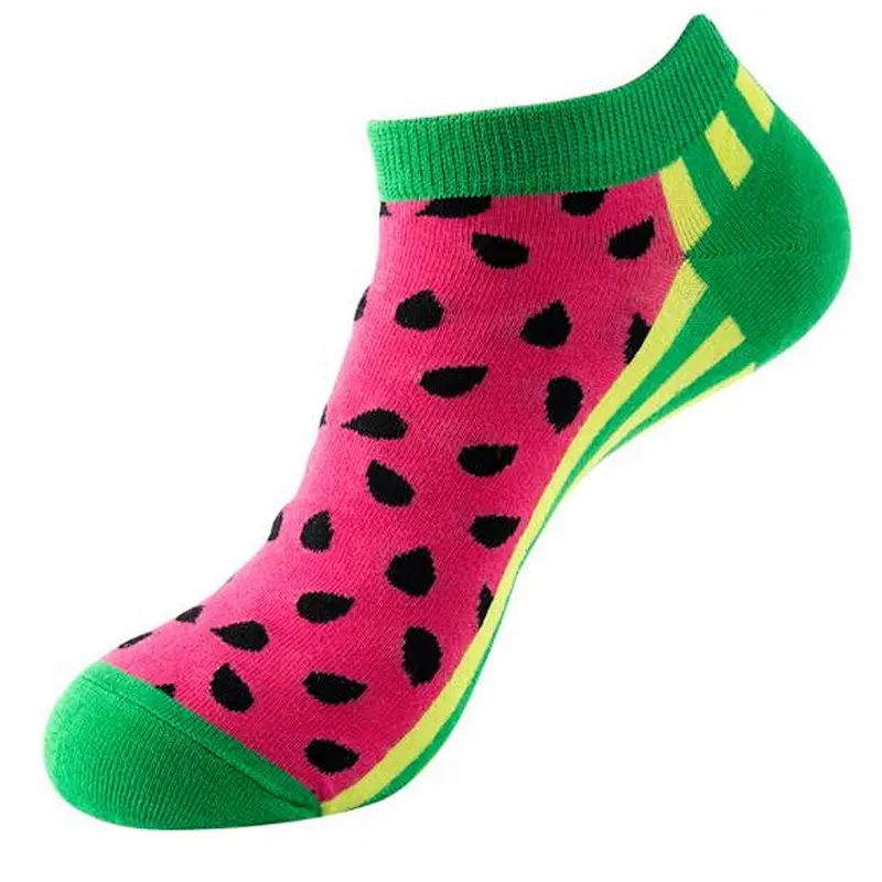 Unisex funny fashion ankle socks Low Cut Breathable Invisible Fruit Pattern Boat Ankle High Quality Socks