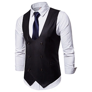 Formal Men Vest Waistcoat Cotton Custom Suit Vest Men Double Breasted Casual Solid Chalecos Hombre