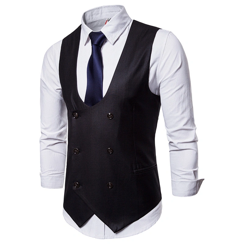 Formal Men Vest Waistcoat Cotton Custom Suit Vest Men Double Breasted Casual Solid Chalecos Hombre
