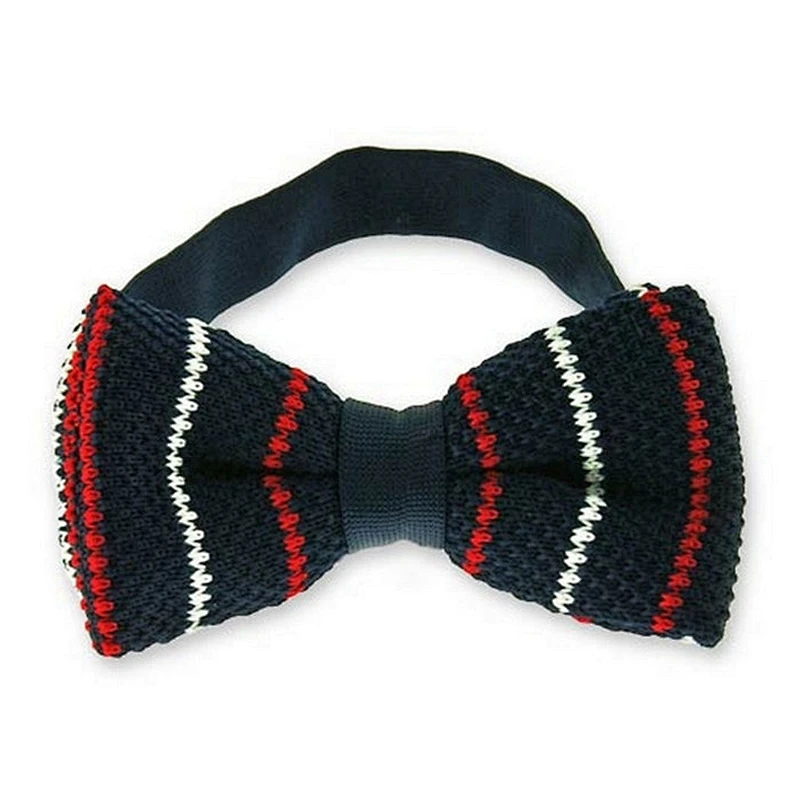 mens handmade classic stripe knitted bowtie