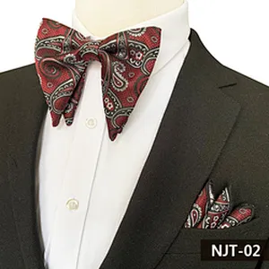Classic Men Bow Tie Sets Handkerchief Set Custom Pocket Squares for Men Paisley Mens Bow Ties and Hanky Sets