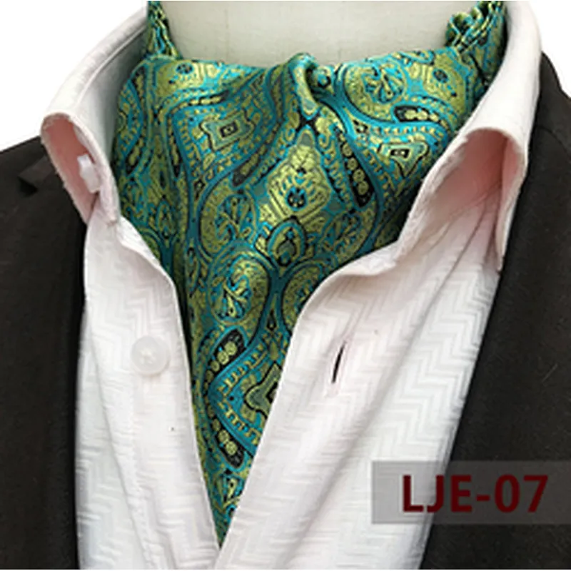 Classic Paisley Folard Mens Ascot Casual Cravate Homme Polyester Jacquard Woven Ties For Men Italian