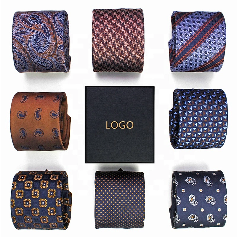 wholesale high quality jacquard striped silk polyester neck ties for men