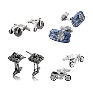 New Design Cufflinks Cuff Links or Tie Clips Sports Cufflinks Steel Printing White Brass Emerald