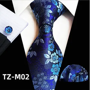 Wholesale Floral Men Ties And Hanky Cufflinks Set Casual Ties For Men Italian Luxury Neckties With Pocket Squares