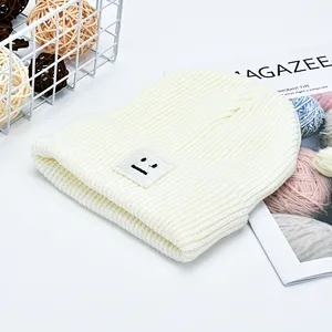 Winter Custom Logo Fashion Fitted Knitting Embroidery Hat for Kids Children Beanie Hat for Girls