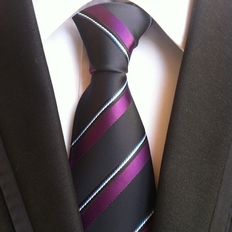 Wholesale Business Silk Ties Formal Stripe Silk Neckties Men Polyester Jacquard Woven Cravate Homme