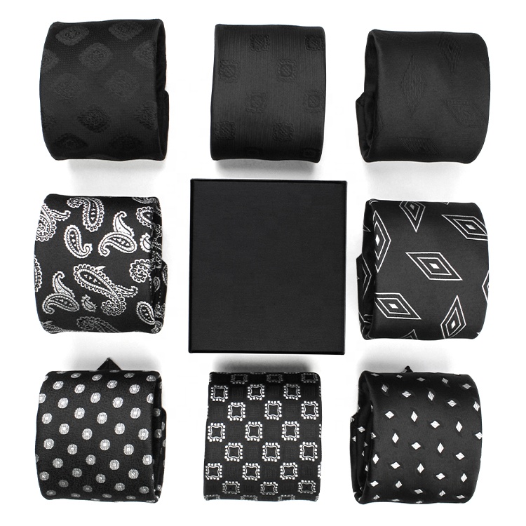 wholesale high quality jacquard striped silk polyester neck ties for men