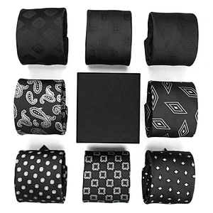 wholesale high quality jacquard striped silk polyester neck ties for men