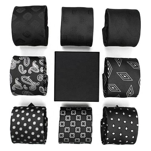 wholesale high quality jacquard striped silk polyester neck ties for men