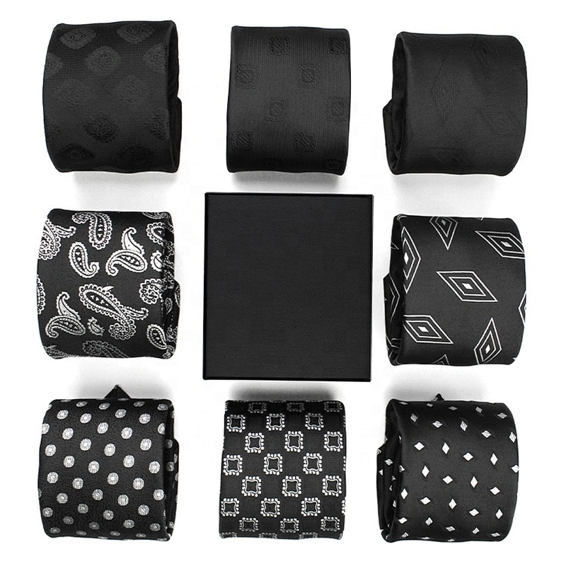 wholesale high quality jacquard striped silk polyester neck ties for men