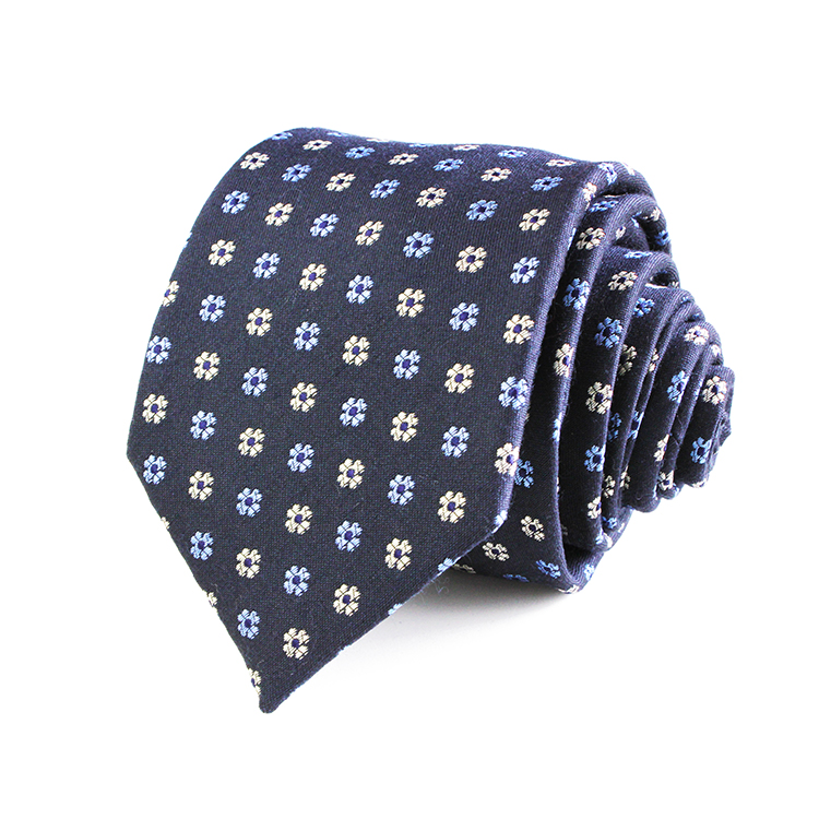 Fashion Wool Silk Polyester Blend Woven Tie Custom Logo Tie for Men