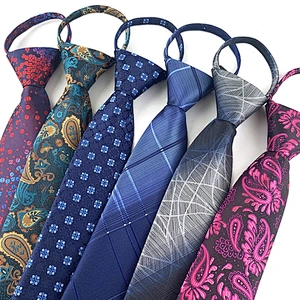 Wholesale Zipper Tie Plastic Classic Popular Plain Zipper Necktie Jacquard Lazy Tie Boys Zipper Ties For Men
