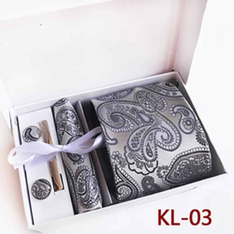 Casual Men Ties and Hanky Set Floral Tie Pocket Square and Cufflink Set Paisley Neckties With Pocket Squares