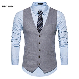 Formal Men Vest Waistcoat Casual Solid Suit Vest Men Single Breasted Cotton Chalecos Hombre