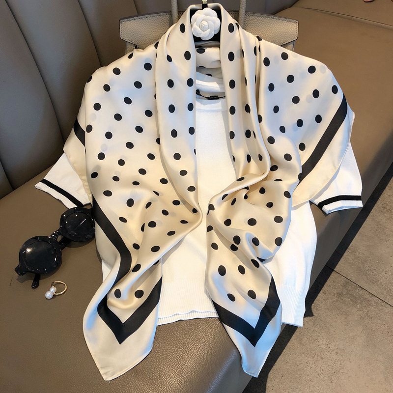 Custom Scarf Professional Scarf Printing With Custom Design Fashion Dot Pattern Satin Scarf For Woman