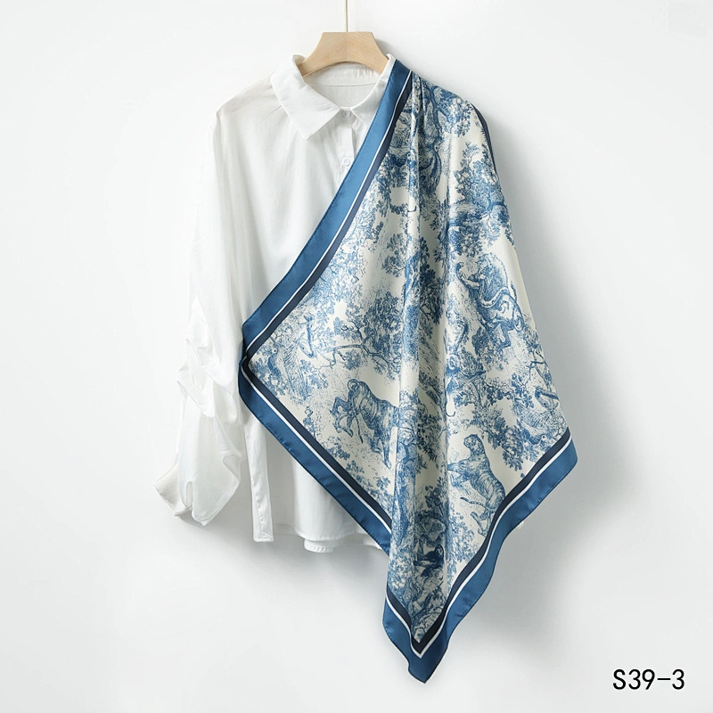 Scarf Manufacturer Wholesale Spring Summer Designer New Square Silk Scarf Colorful Printing Women Bandana