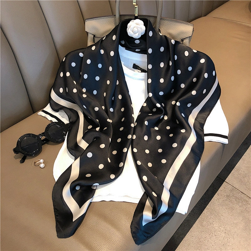 Custom Scarf Professional Scarf Printing With Custom Design Fashion Dot Pattern Satin Scarf For Woman