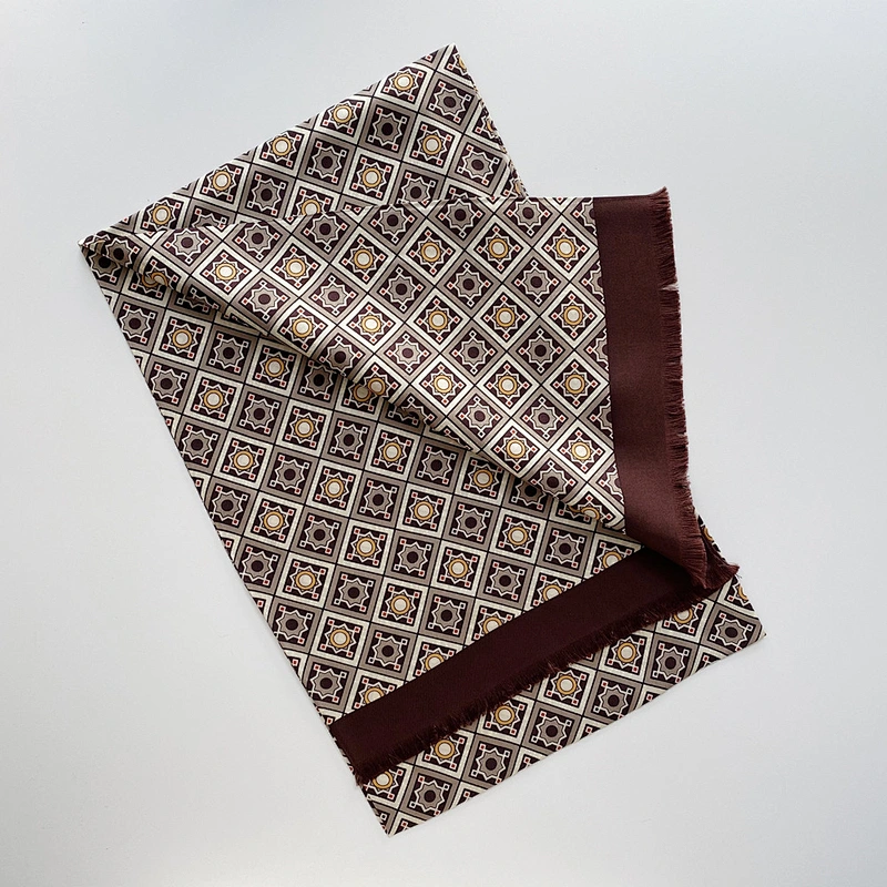 High Quality Custom Logo Printed Silk Satin Scarf 160x25cm Men Double-layer 100 Pure Silk Long Scarves