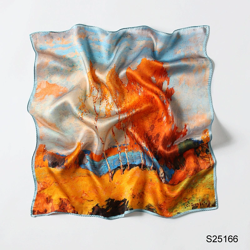 Custom 53*53cm Women Satin Scarf Big Square Style Fashion Ladies Silk Colorful Accessory Neck Square Scarf