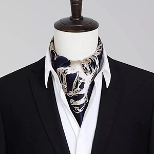 Vintage Silk Feel Square Scarf For Men Satin Bandana Print Neckerchief Geometry Head Scarf