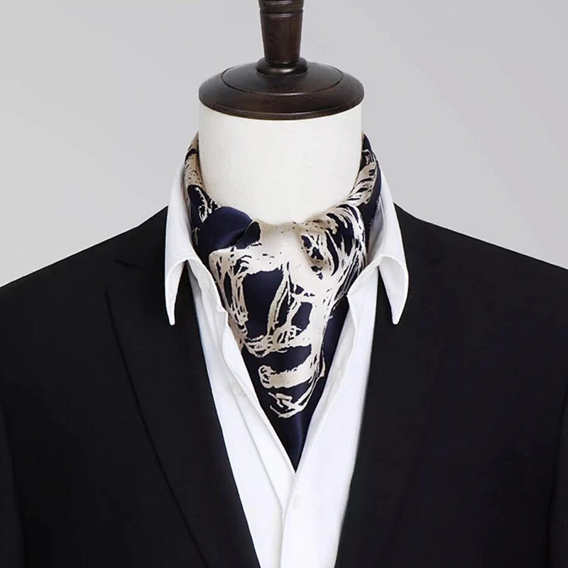 Vintage Silk Feel Square Scarf For Men Satin Bandana Print Neckerchief Geometry Head Scarf