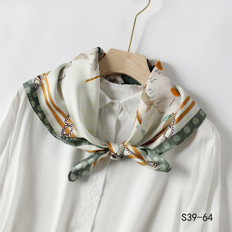 Luxury Twill Silk Hair Head Scarf Custom Printing Designer Woman Scarves Style Printed Square Scarf