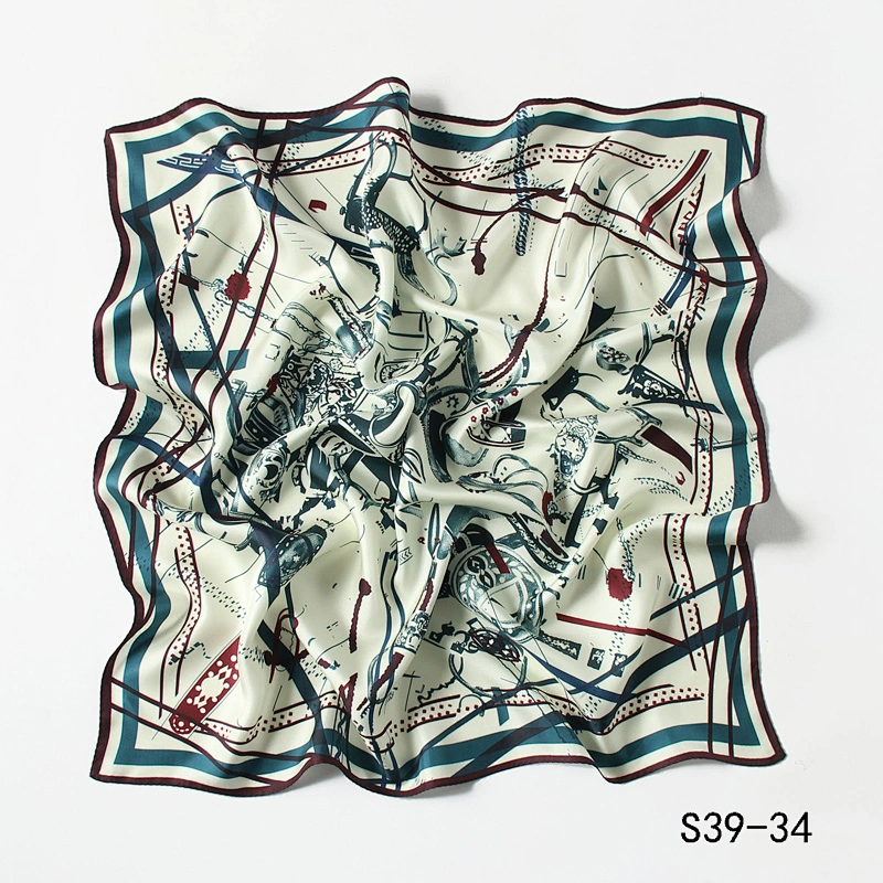Wholesale Customized 100% silk bandana head scarf twill luxury square head scarf for women