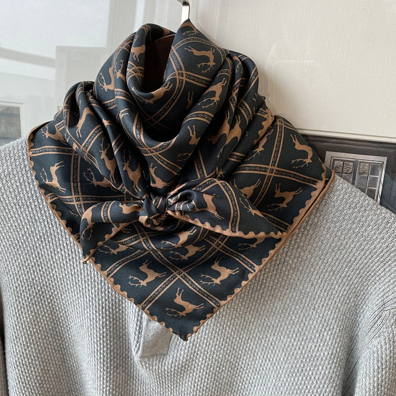 27in Square Pure Mulberry Silk Scarf for women men Custom Print Square Neck Scarfs Neckerchief Gift