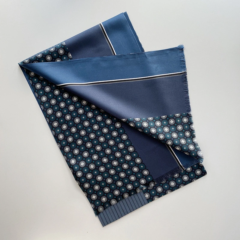 Custom wholesale popular check luxury scarf silk printed scarves for men