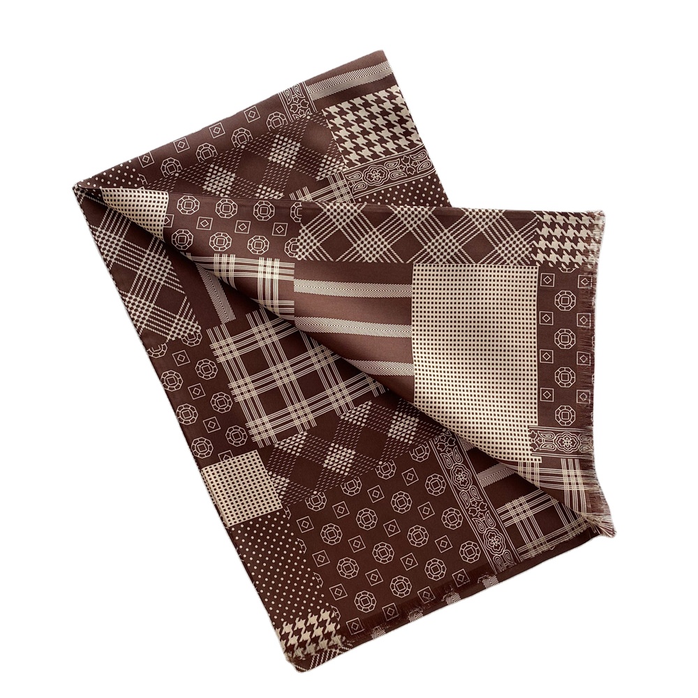 Custom wholesale popular check luxury scarf silk printed scarves for men