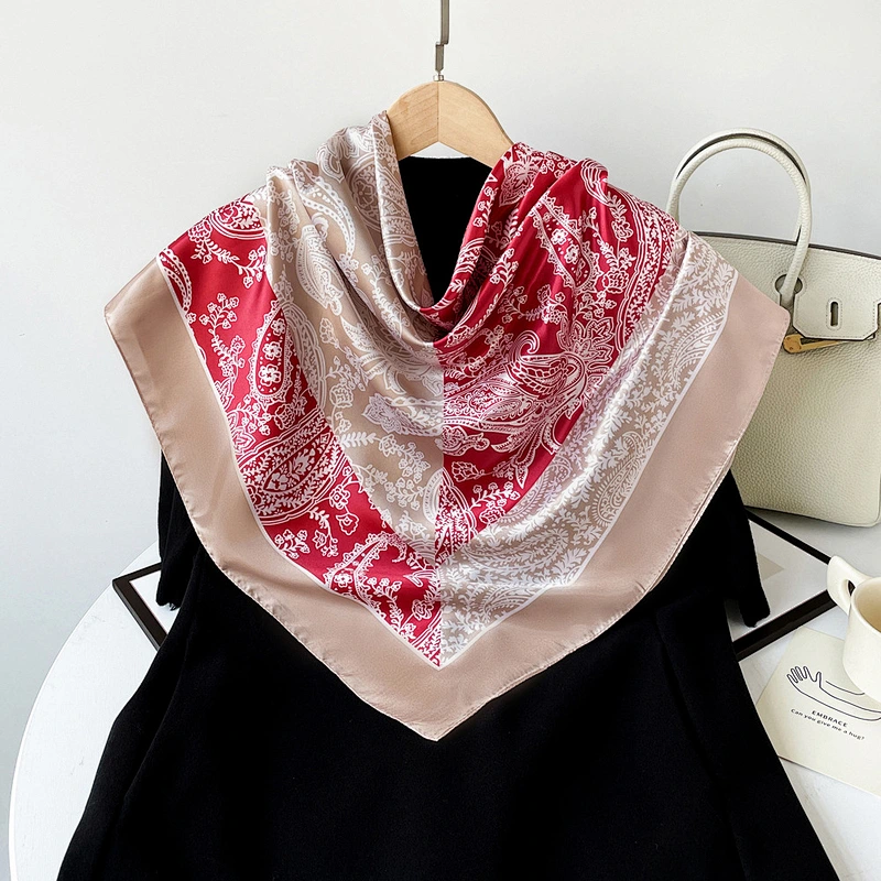 Custom Satin Scarf Professional 90cm Satin Scarfs Fashion Casual Floral Printed Ladies Scarfs For Summer