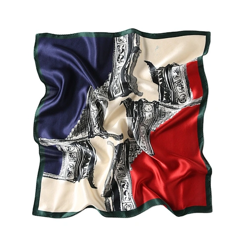 Custom Digital Printing Luxury Woman Big Polyester Scarves Custom Printed Personalized Square 100% Satin Silk Hijab Scarf