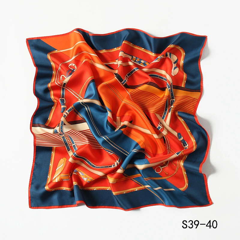 Custom digital printed head silk hair scarf bandana designer women printing square scarves