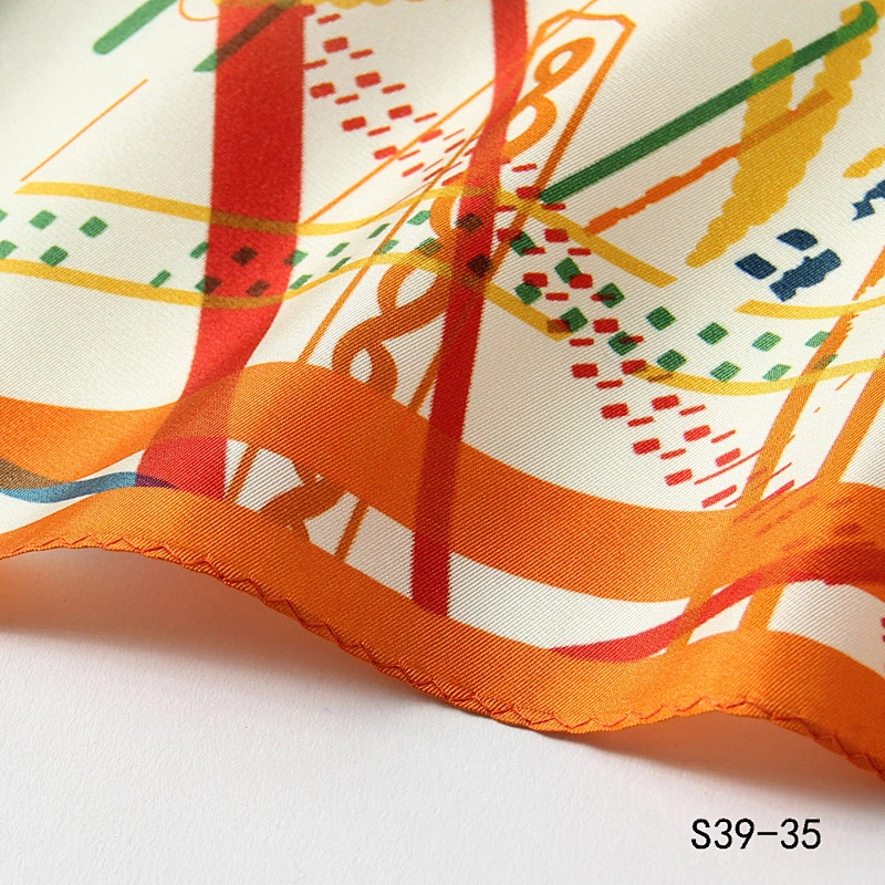 Wholesale Customized 100% silk bandana head scarf twill luxury square head scarf for women
